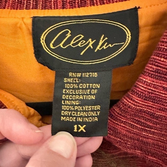 ALEX KIM Woman Red floral painted blazer Cotton 1X artsy novelty grandmacore - Picture 3 of 9